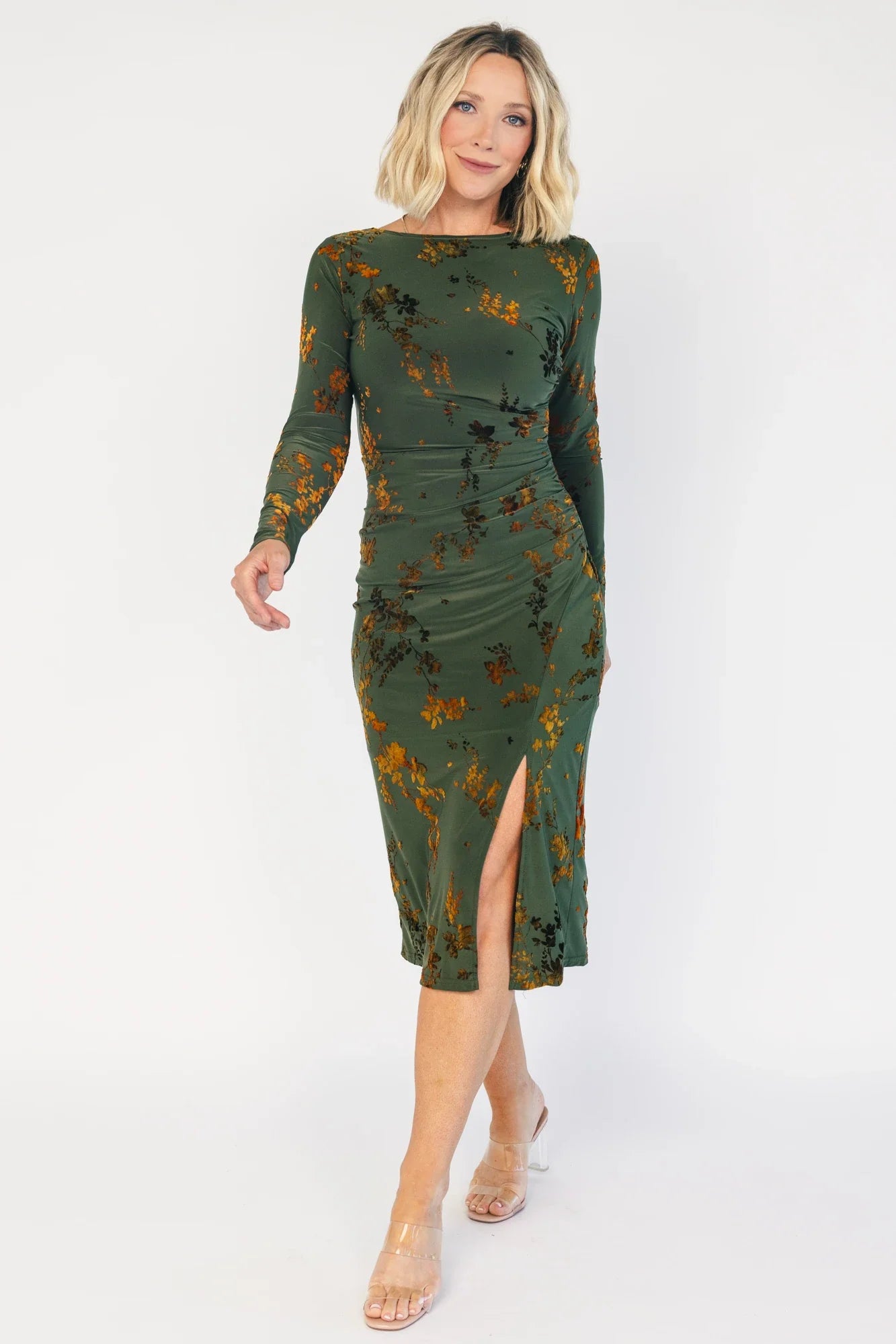Elizabeth Midi Dress | Green + Copper Secondary image