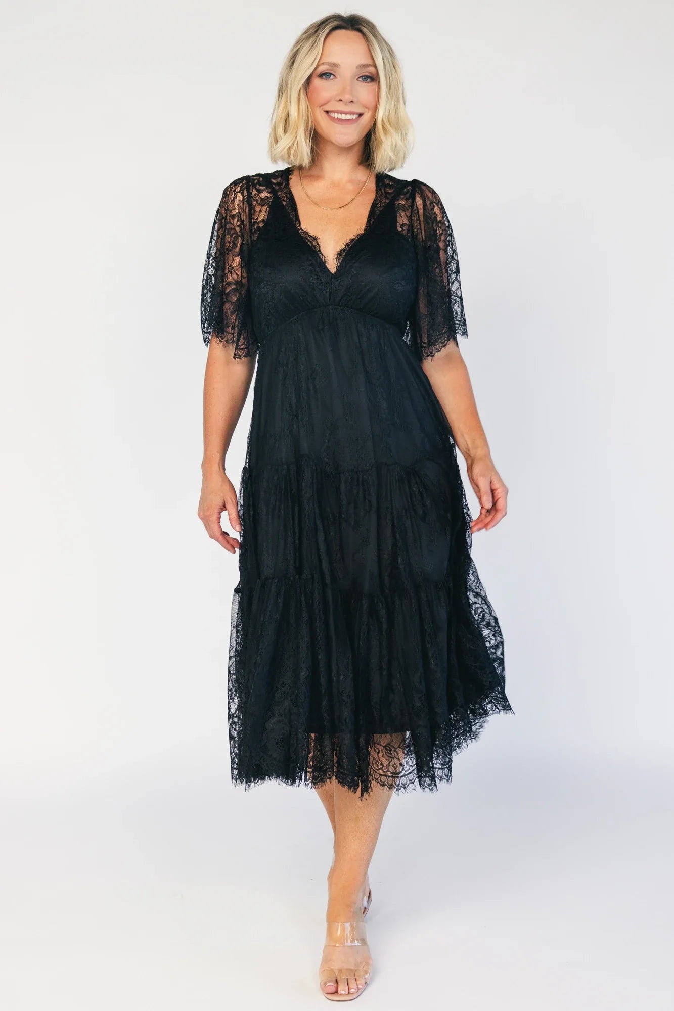 Brittany Lace Midi Dress | Black Secondary image