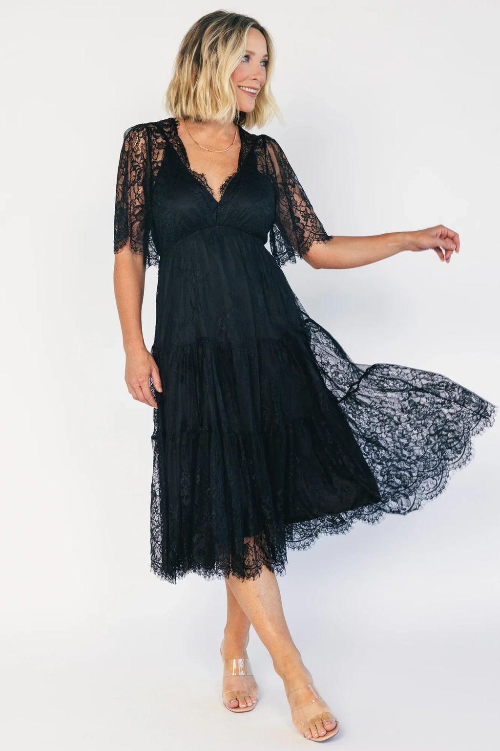 Brittany Lace Midi Dress | Black