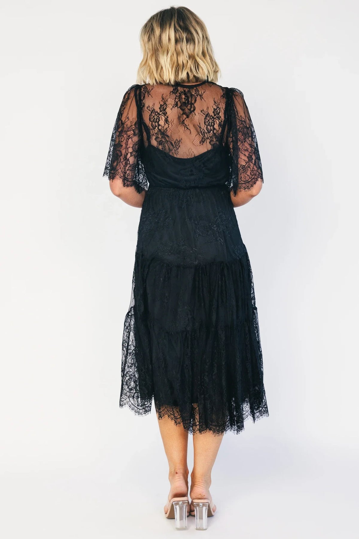 Brittany Lace Midi Dress | Black