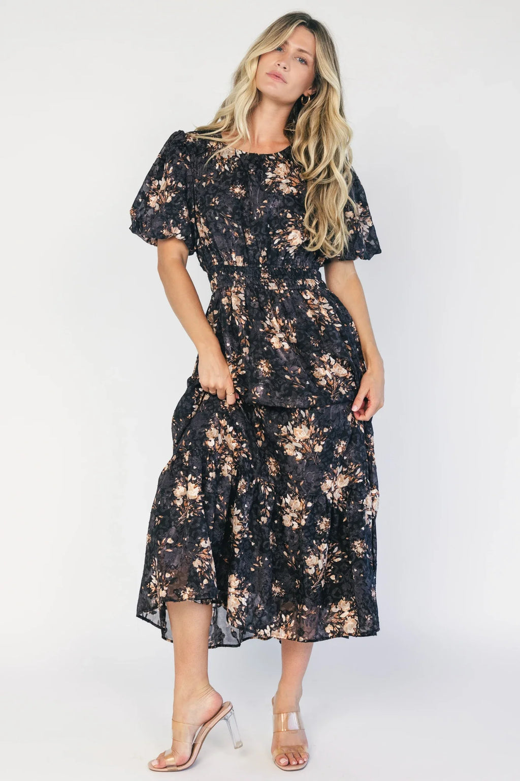 Crestwood Midi Dress | Black + Tan Floral