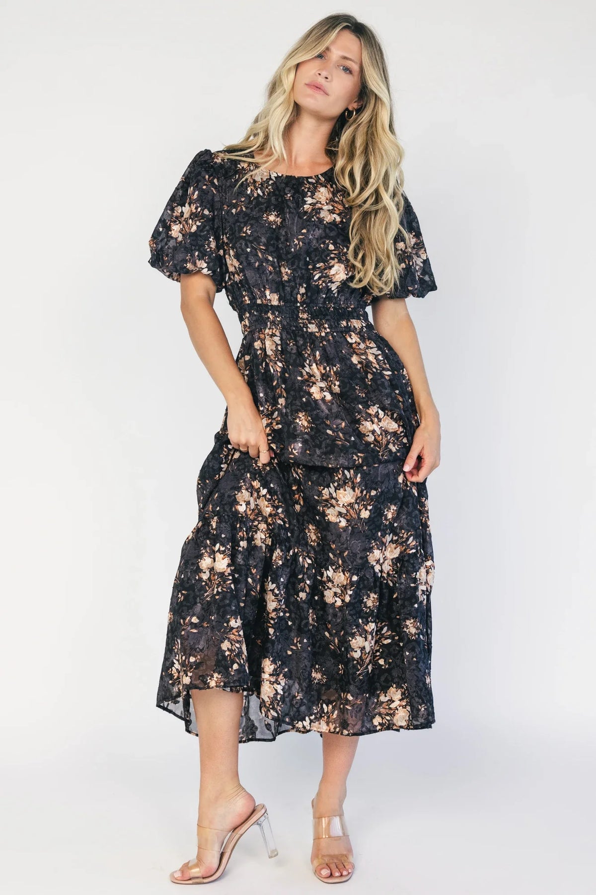 Crestwood Midi Dress | Black + Tan Floral Main image