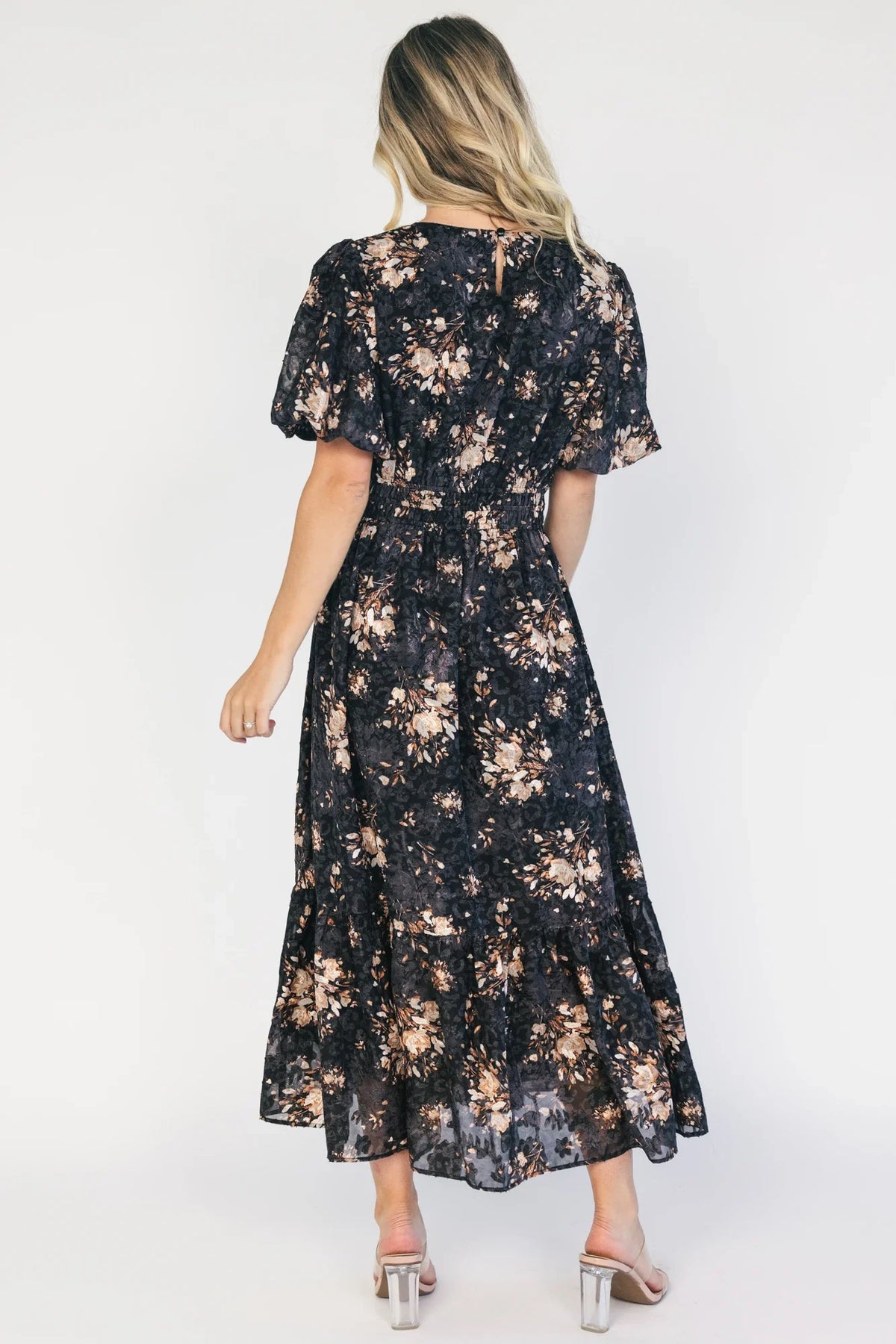Crestwood Midi Dress | Black + Tan Floral