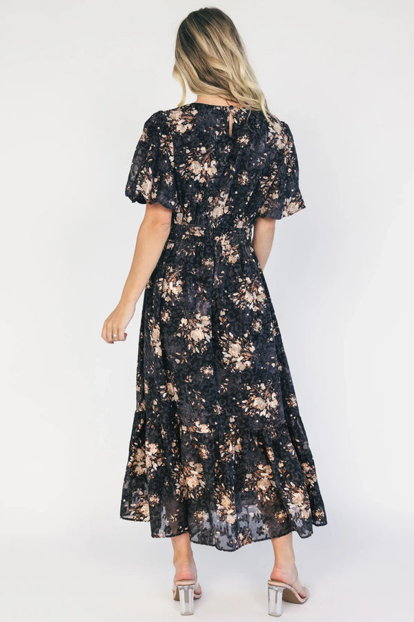Crestwood Midi Dress | Black + Tan Floral