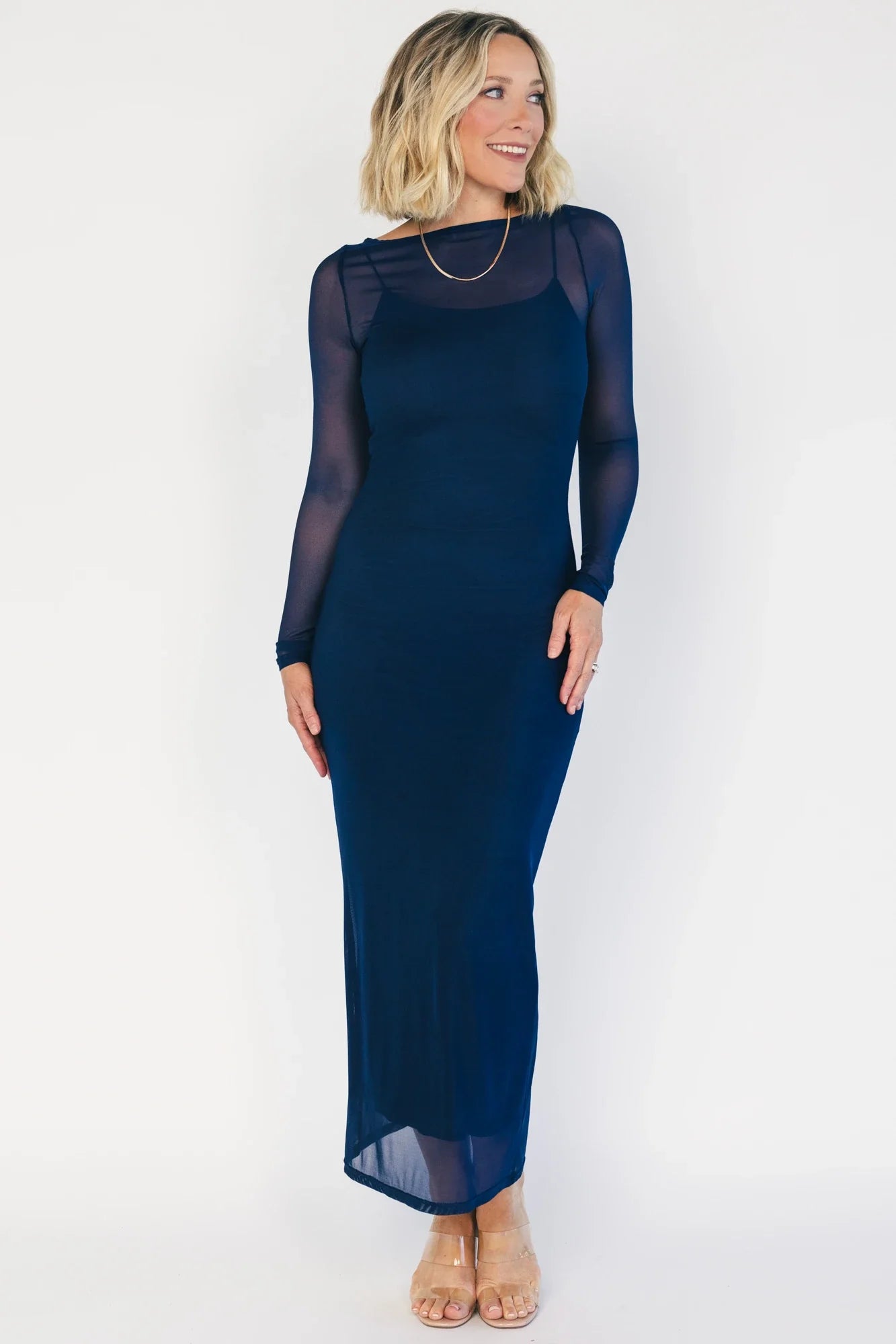 Darya Mesh Midi Dress | Navy Secondary image