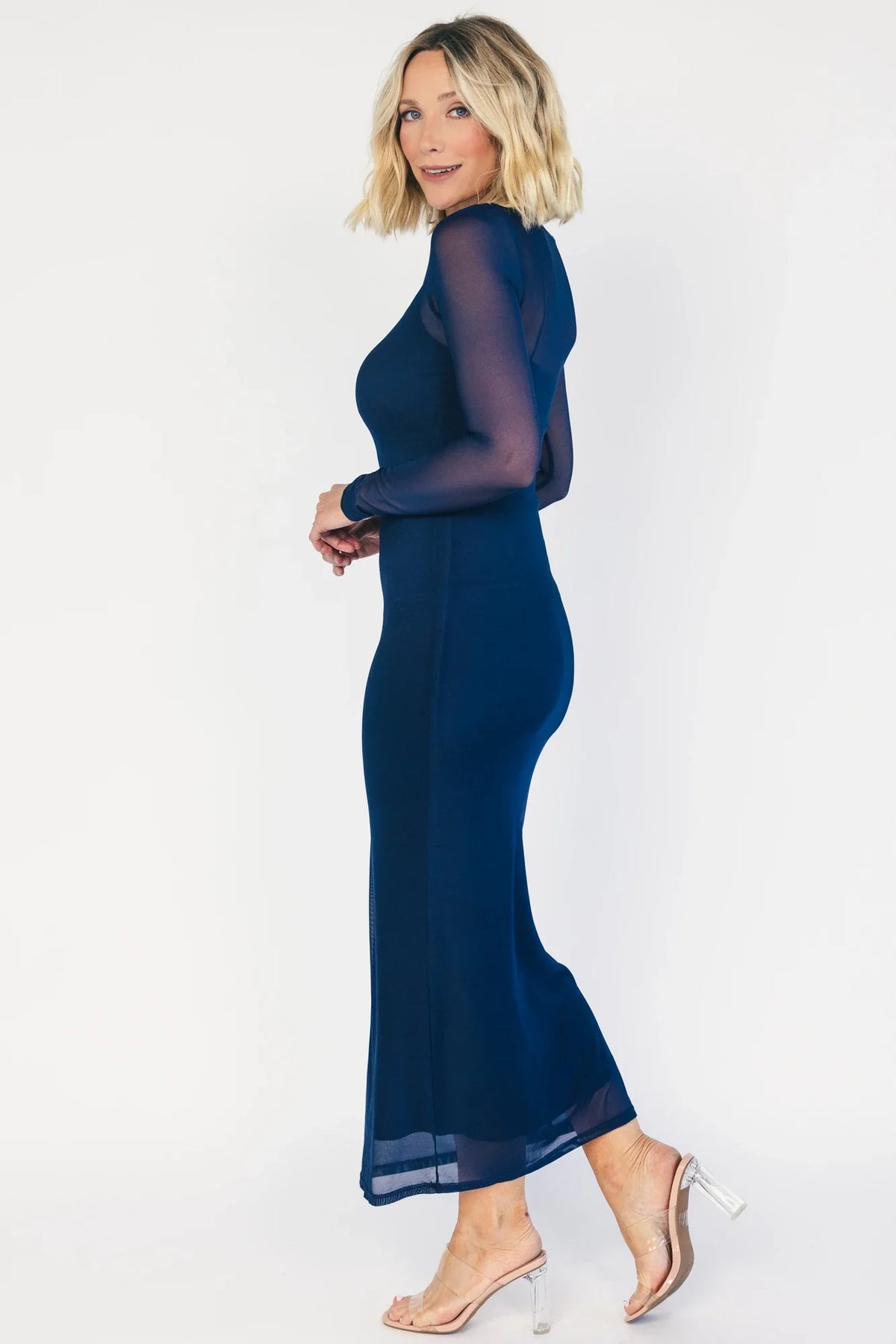Darya Mesh Midi Dress | Navy