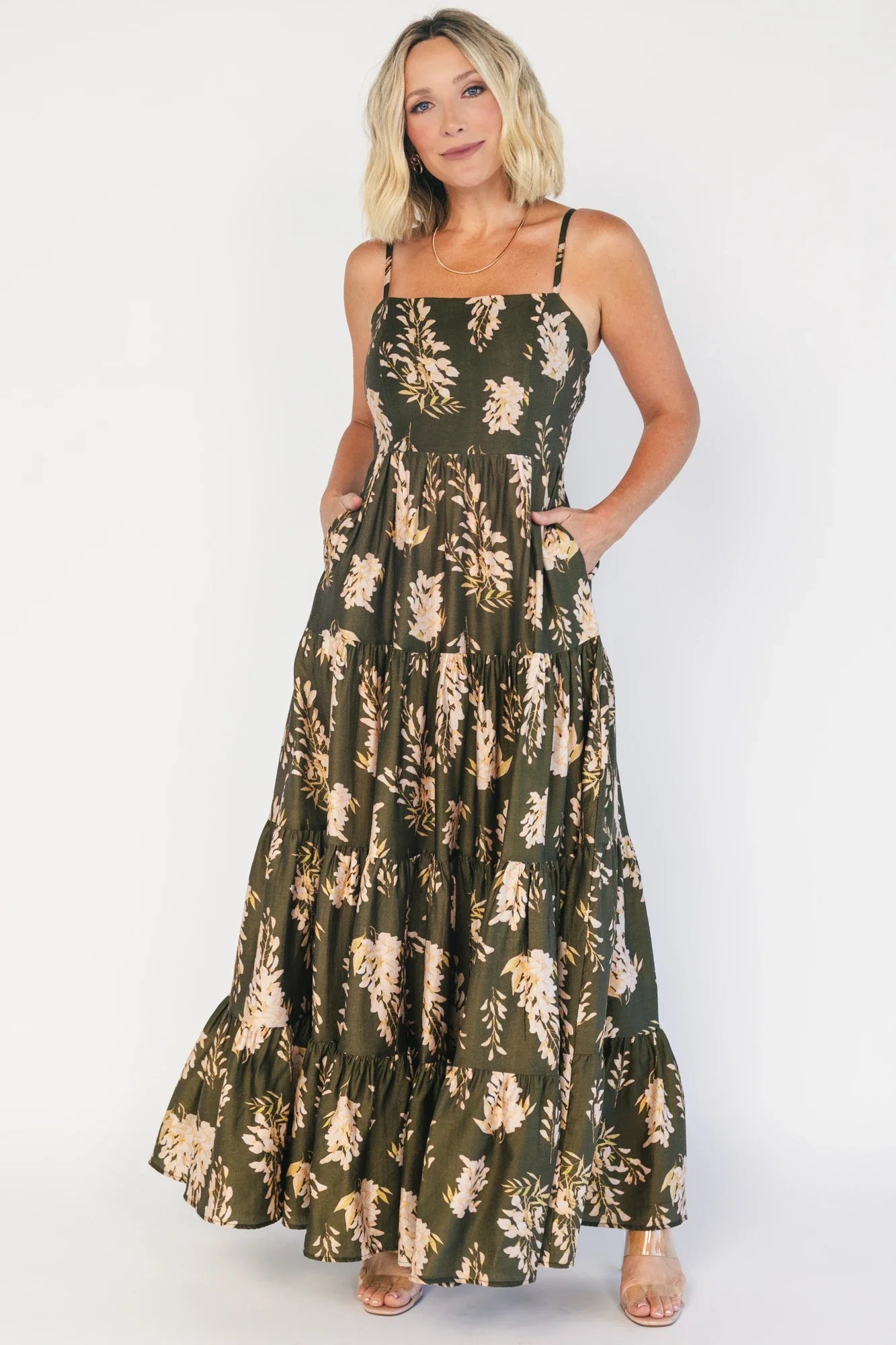 Silvia Tiered Maxi Dress | Olive + Blush Secondary image