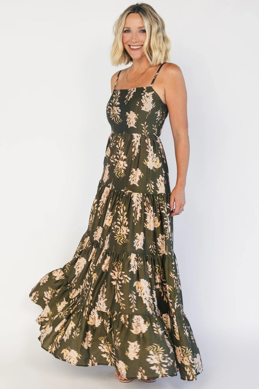 Silvia Tiered Maxi Dress | Olive + Blush