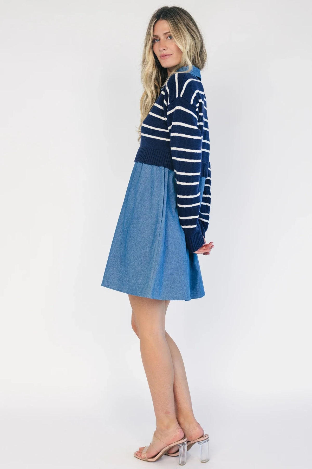 Nicole Striped Sweater Dress | Navy