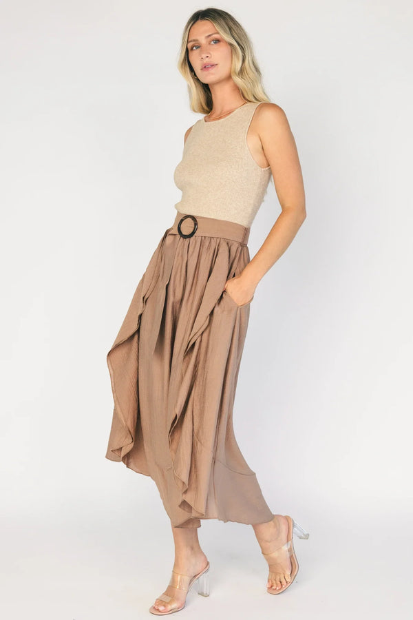 Stacy Midi Dress | Taupe + Mocha