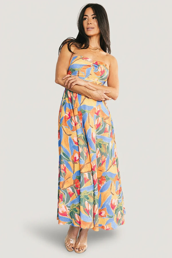 Solana Strapless Midi Dress | Blue Multi