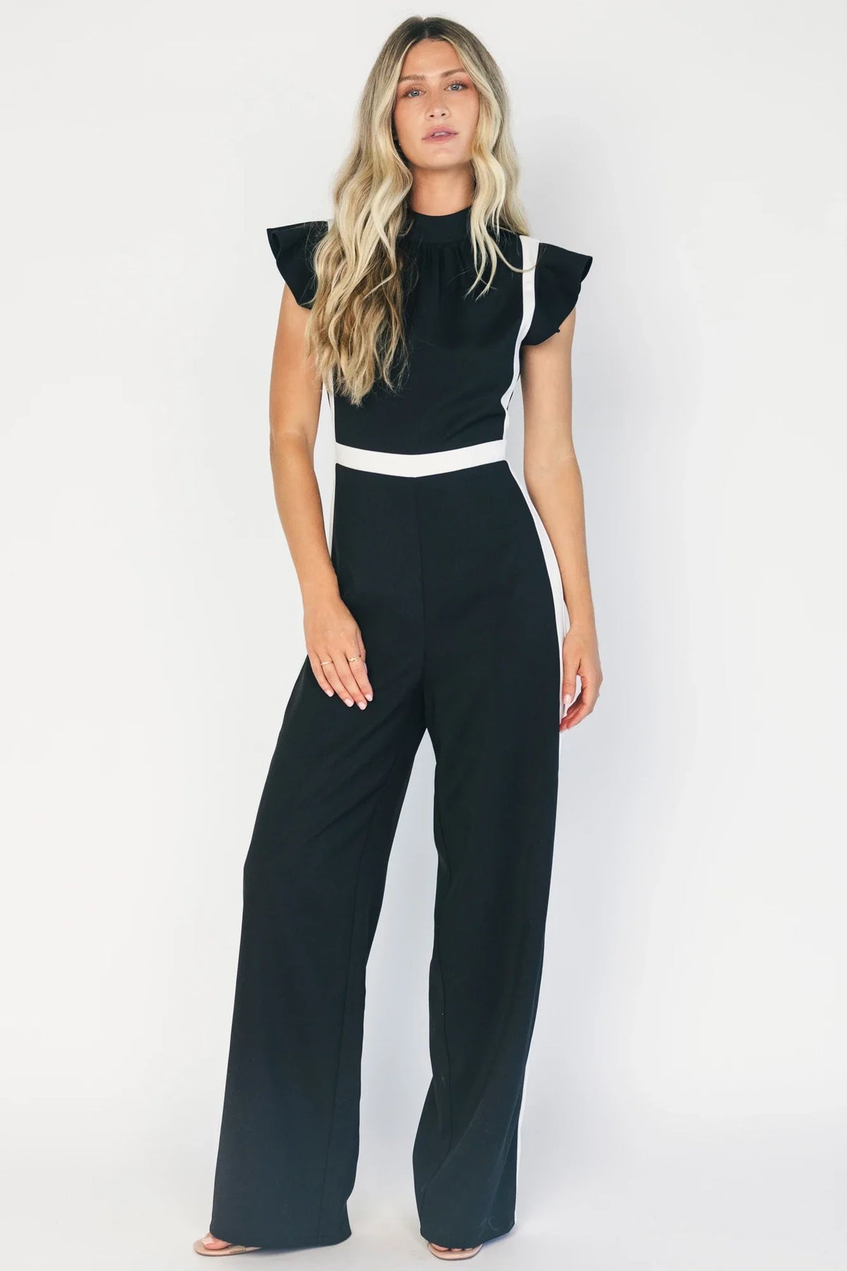 Lumina Ruffle Jumpsuit | Black + Ivory Main image