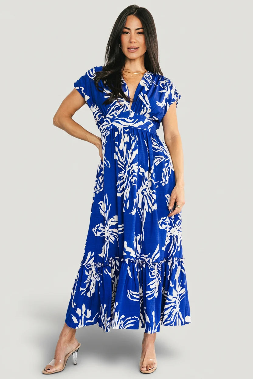 Rosa Midi Dress | Cobalt Print Main image