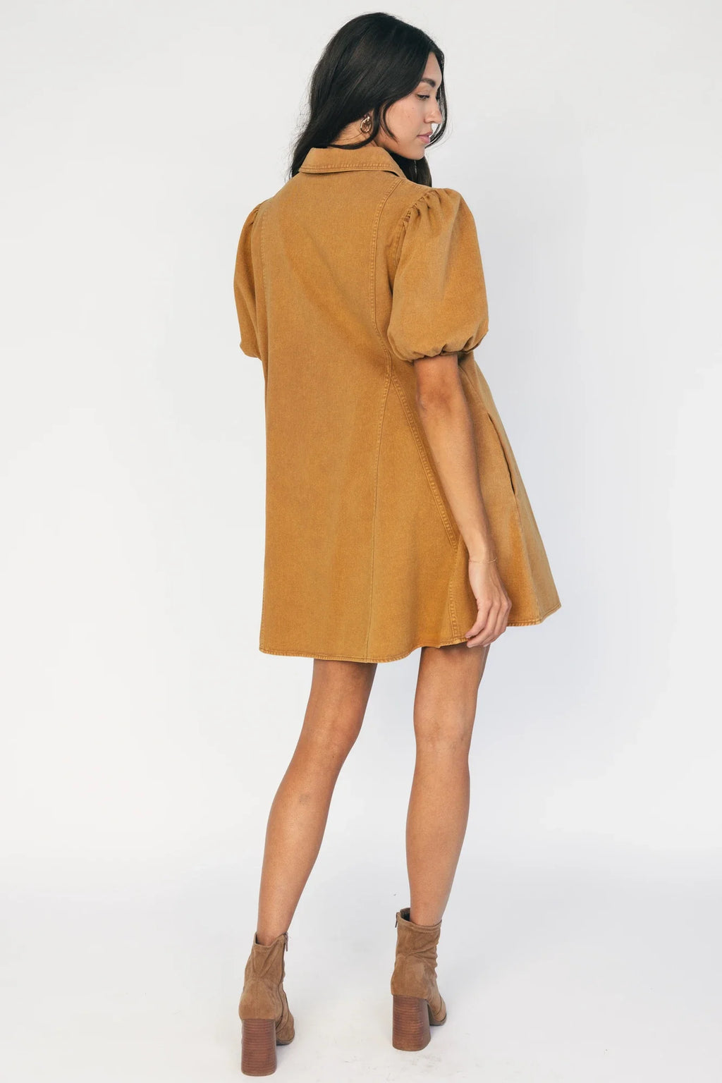Geneva Button Front Short Dress | Camel