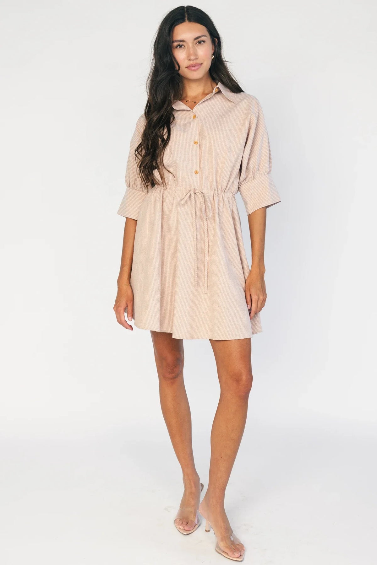 Beekman Short Dress | Natural Stripe Main image