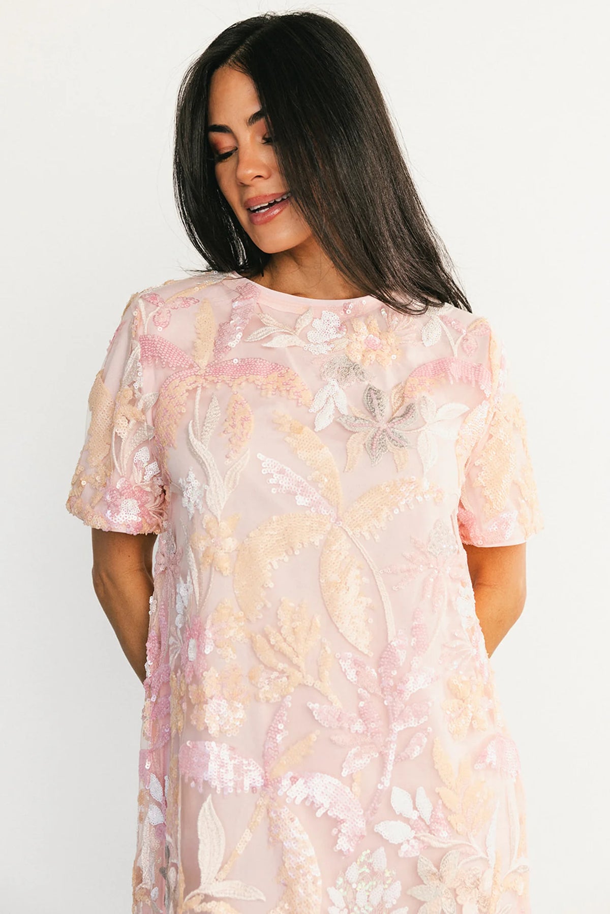 Patricia Sequin Short Dress | Blush