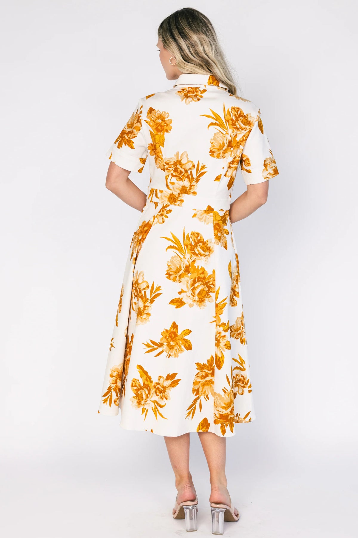 Selena Button Up Dress | Ivory + Golden Floral