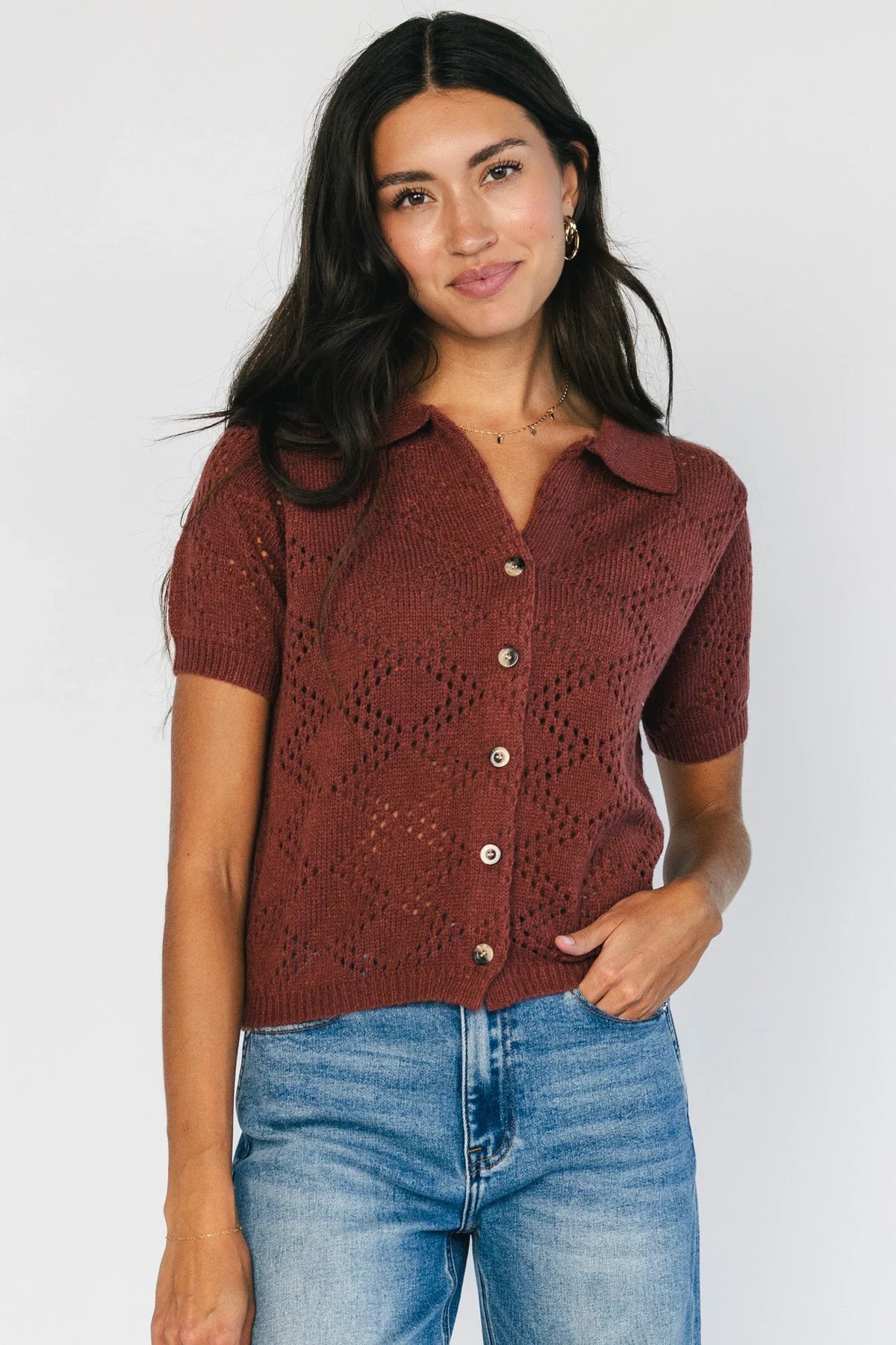 Roxy Knit Cardigan | Dark Clay Main image
