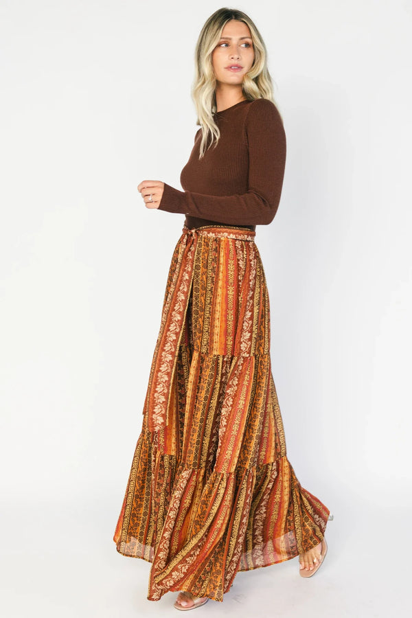 Emryn Sweater Dress | Brown + Rust Print