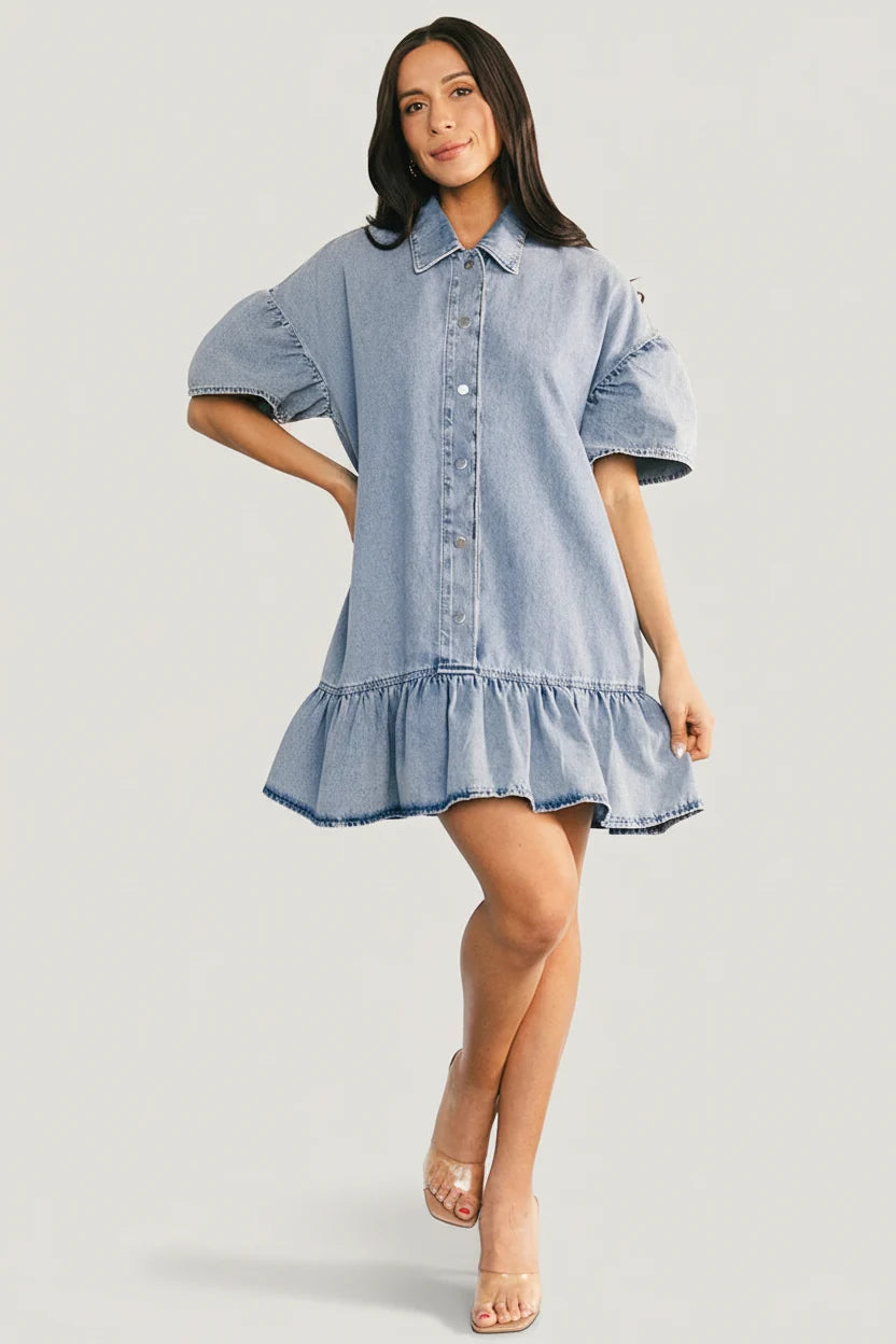 Laguna Short Dress | Light Wash Main image