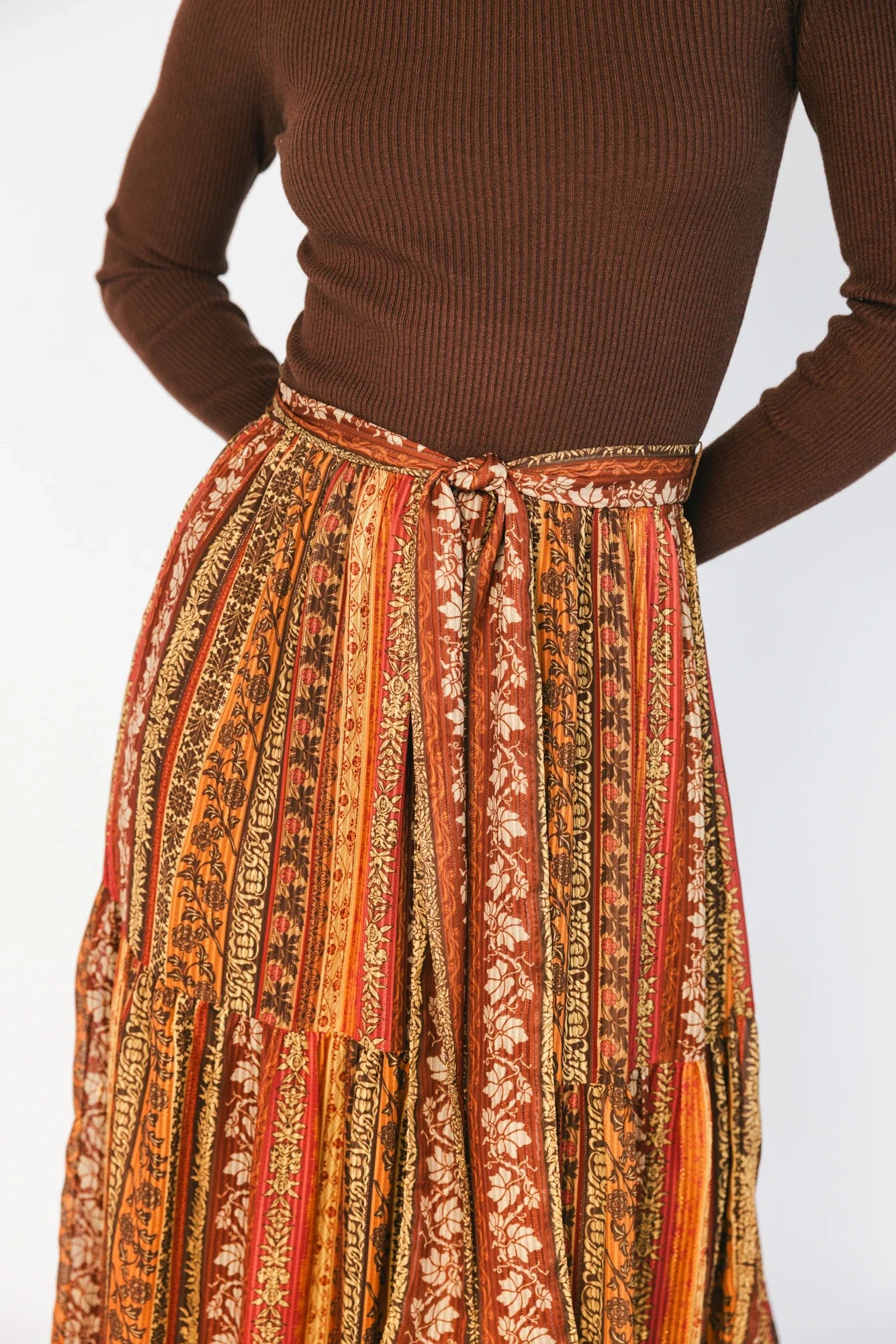 Emryn Sweater Dress | Brown + Rust Print Secondary image