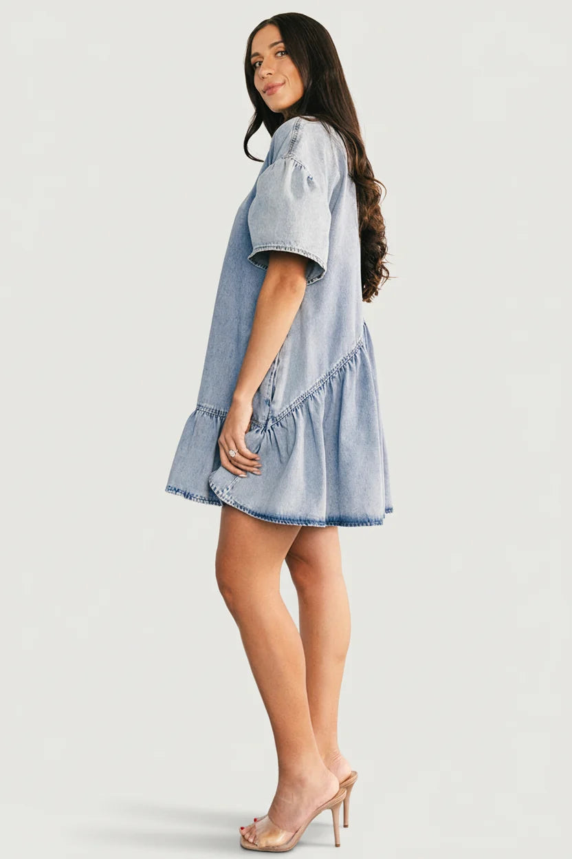 Laguna Short Dress | Light Wash