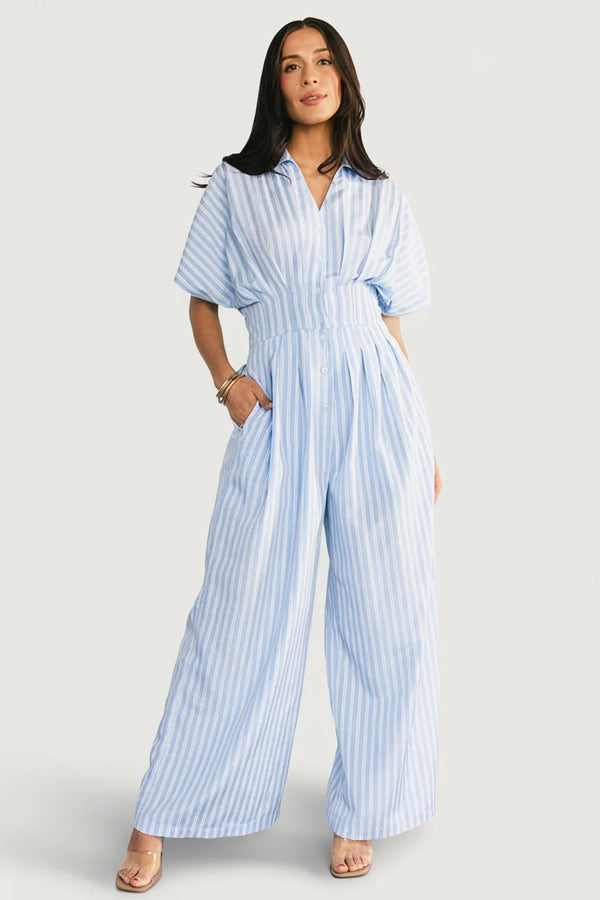 Sariah Jumpsuit | Blue Stripe