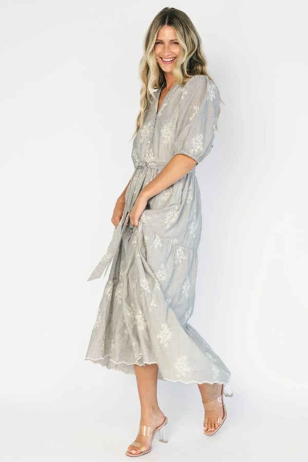Marguerite Embroidered Dress | Ivory + Black