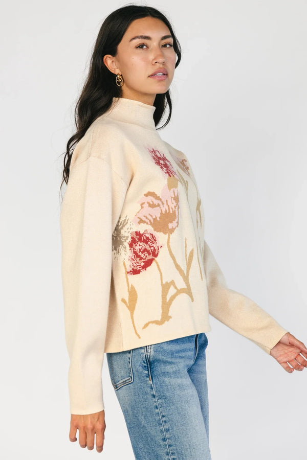 Marlowe Flower Sweater | Natural