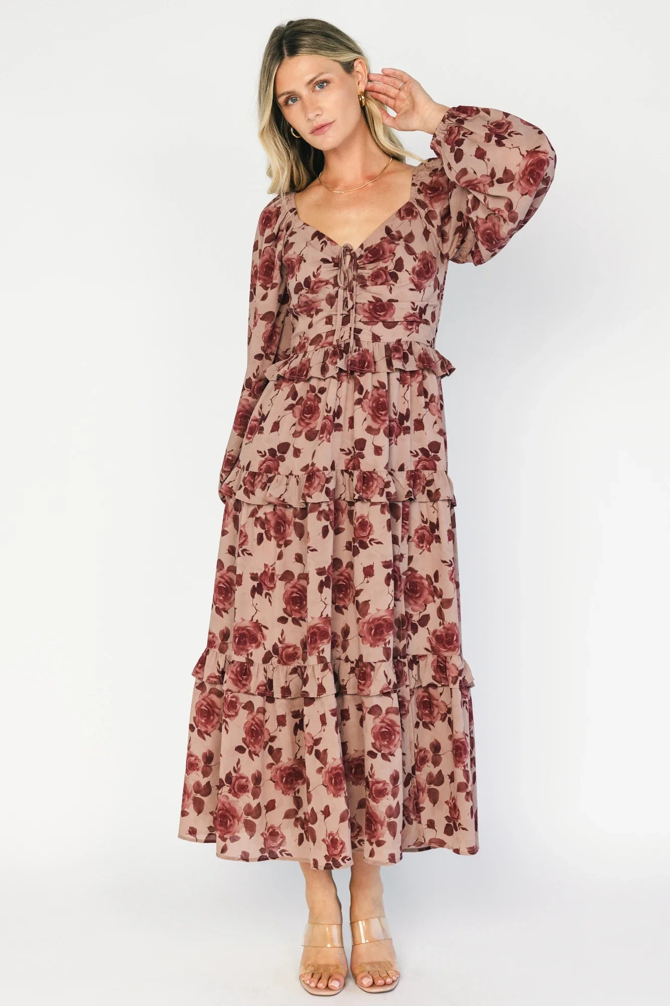 Serena Tiered Maxi Dress | Vintage Mauve Floral Secondary image