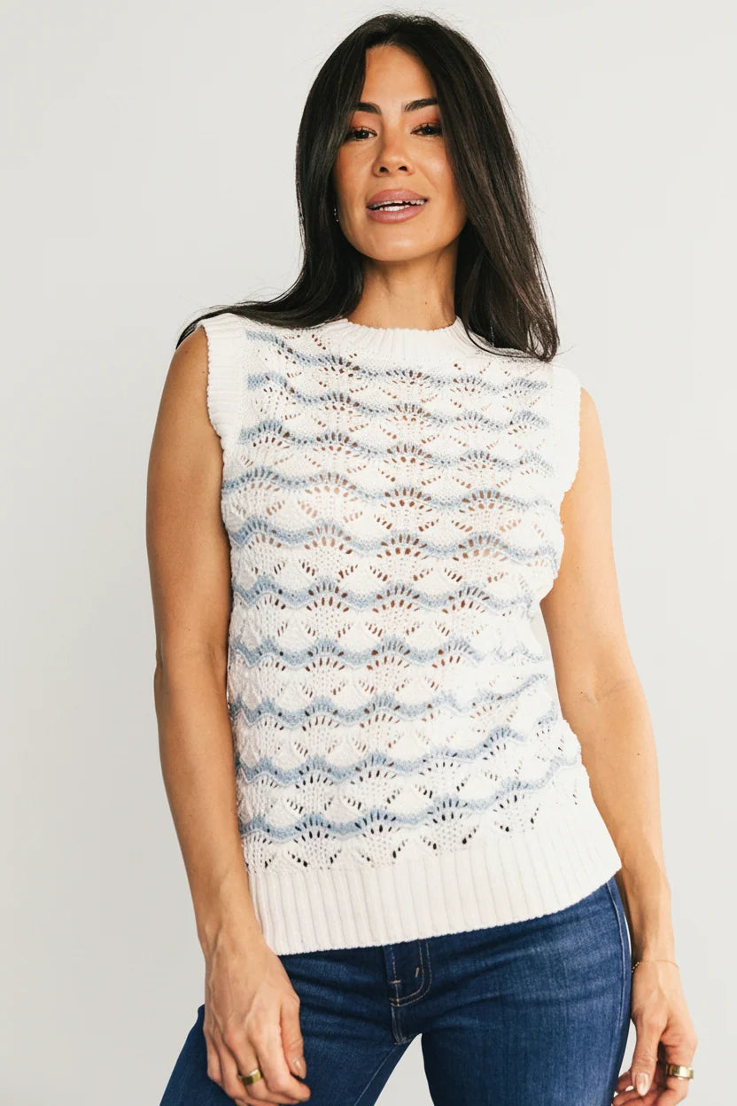 Baeza Crochet Tank | Blue + Off White Main image