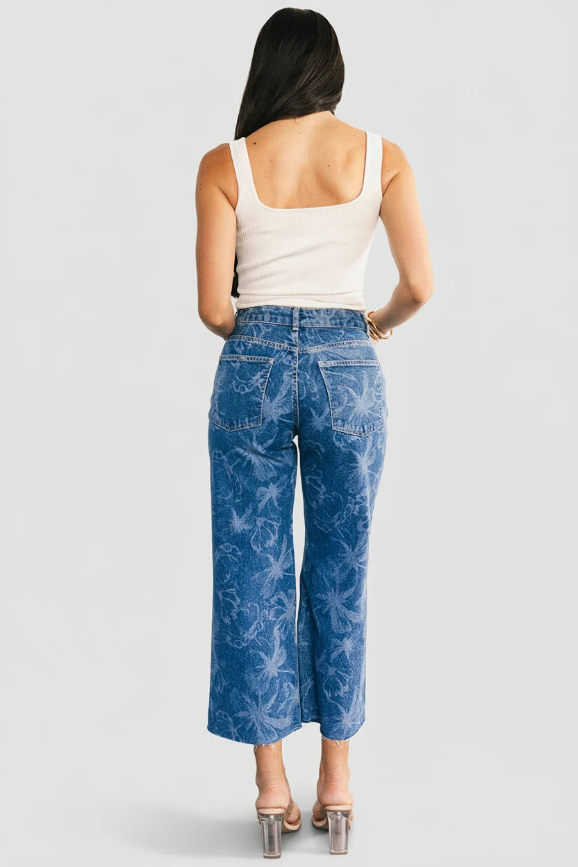 Cádiz Mid Rise Relaxed Jeans | Medium Floral Wash