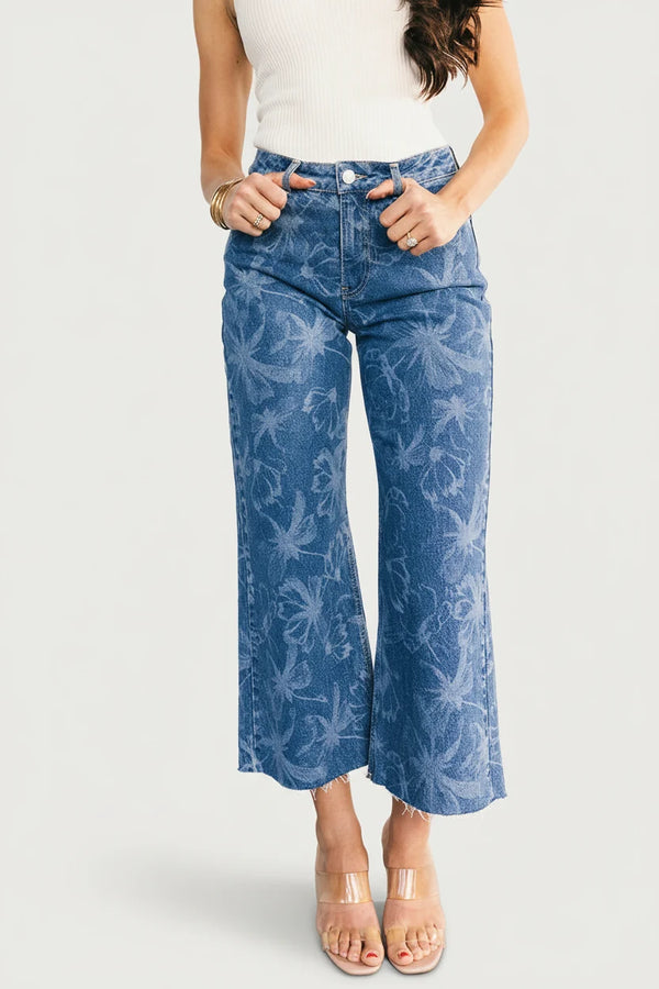 Cádiz Mid Rise Relaxed Jeans | Medium Floral Wash