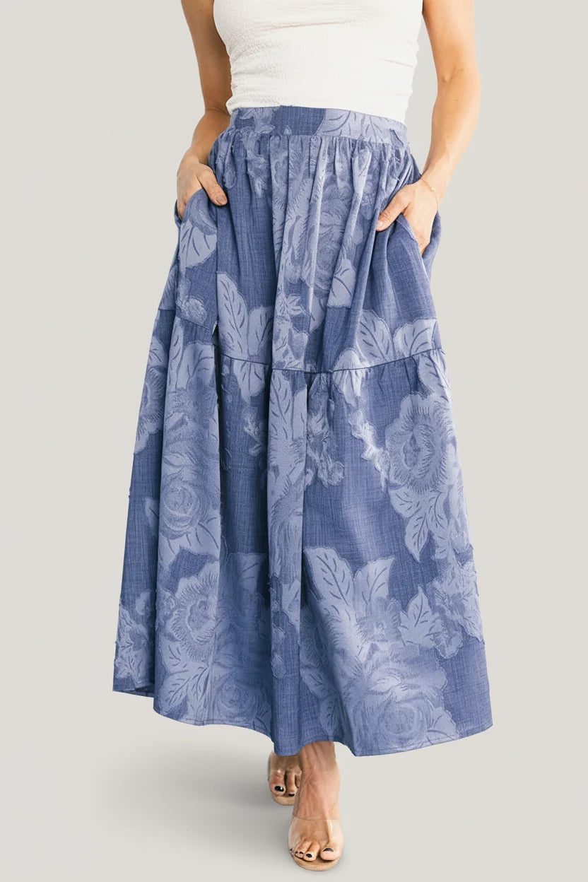 Alejandra Midi Skirt | Blue Floral