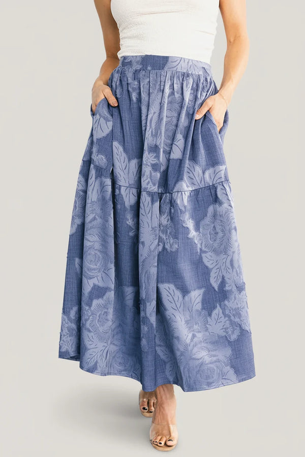 Alejandra Midi Skirt | Blue Floral