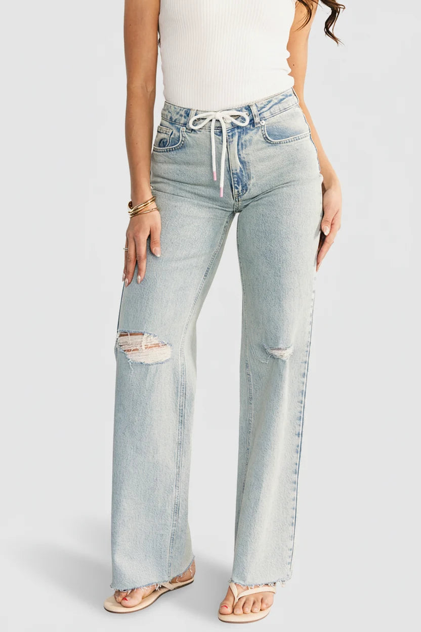 Ronda Mid Rise Ripped Jeans | Light Wash Main image