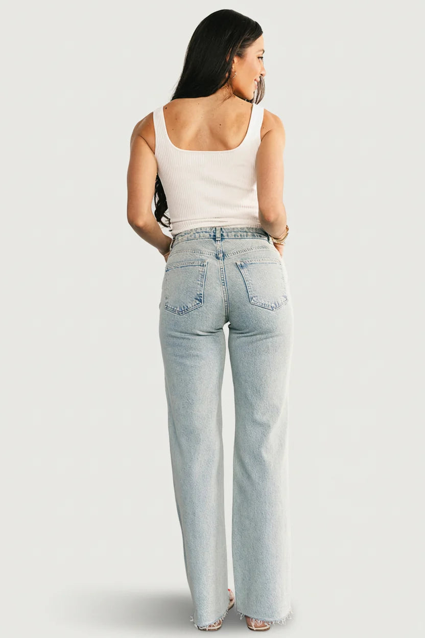 Ronda Mid Rise Ripped Jeans | Light Wash Secondary image