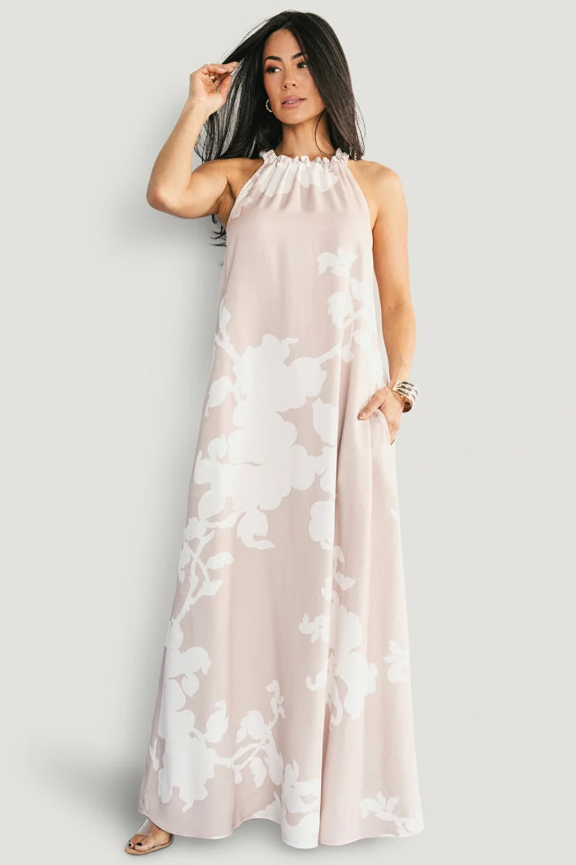 Aurelia Column Maxi Dress | Natural + White Main image