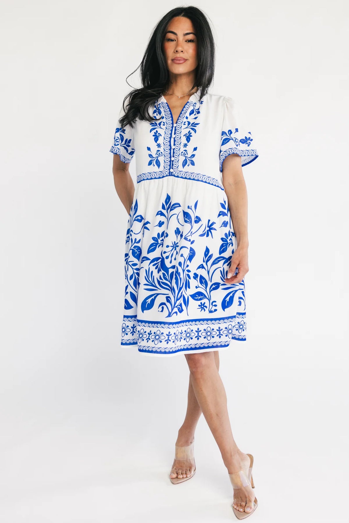 Palomina Short Dress | Cobalt Print Main image