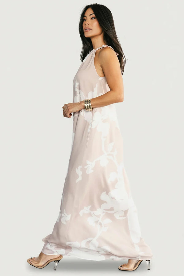 Aurelia Column Maxi Dress | Natural + White