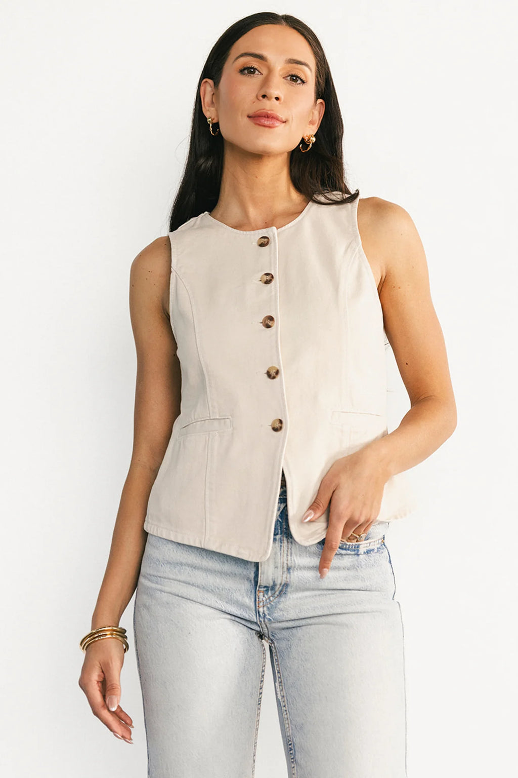 Luz Denim Vest | Ecru