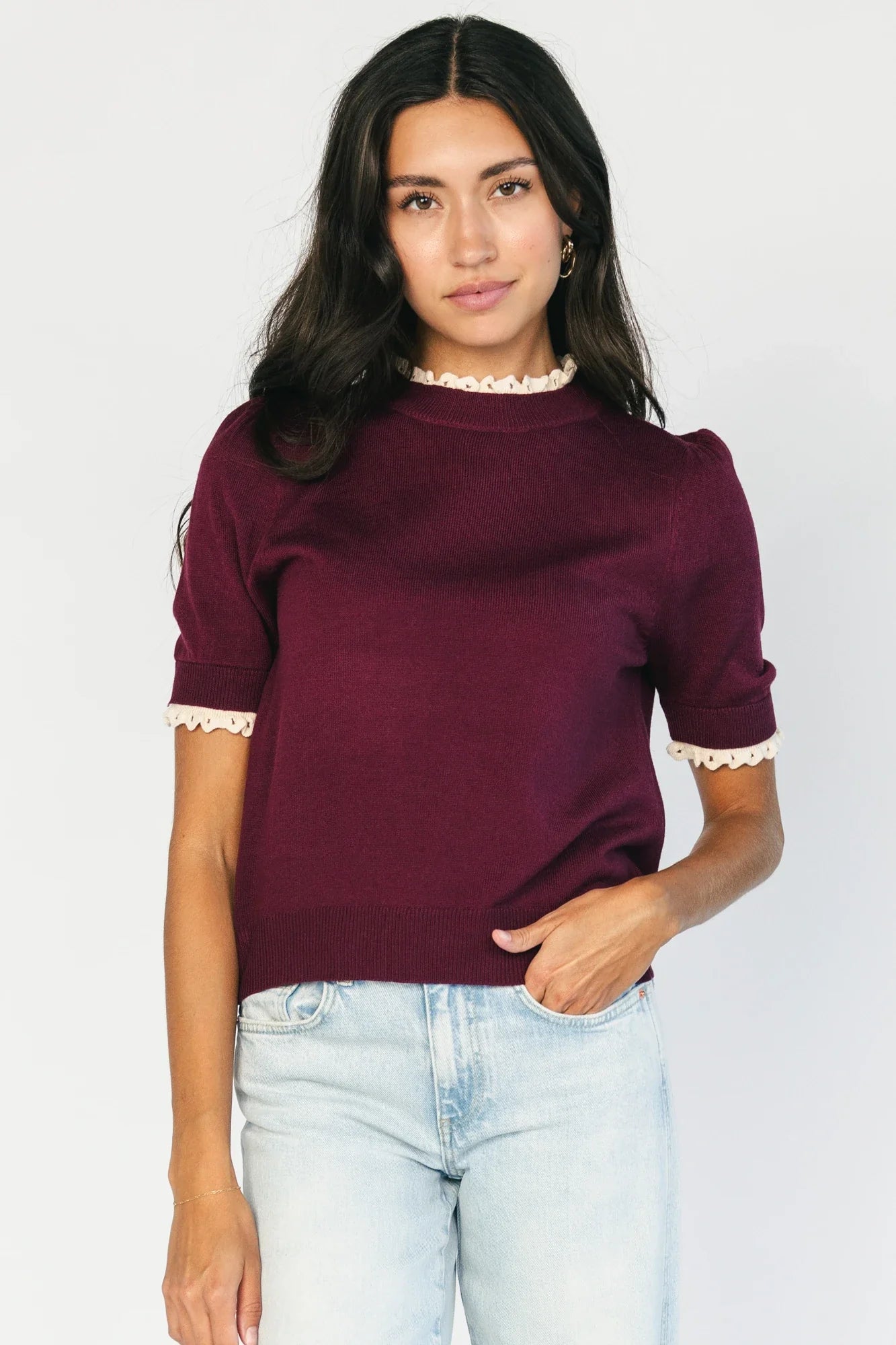 Adeline Sweater Top | Wine Secondary image