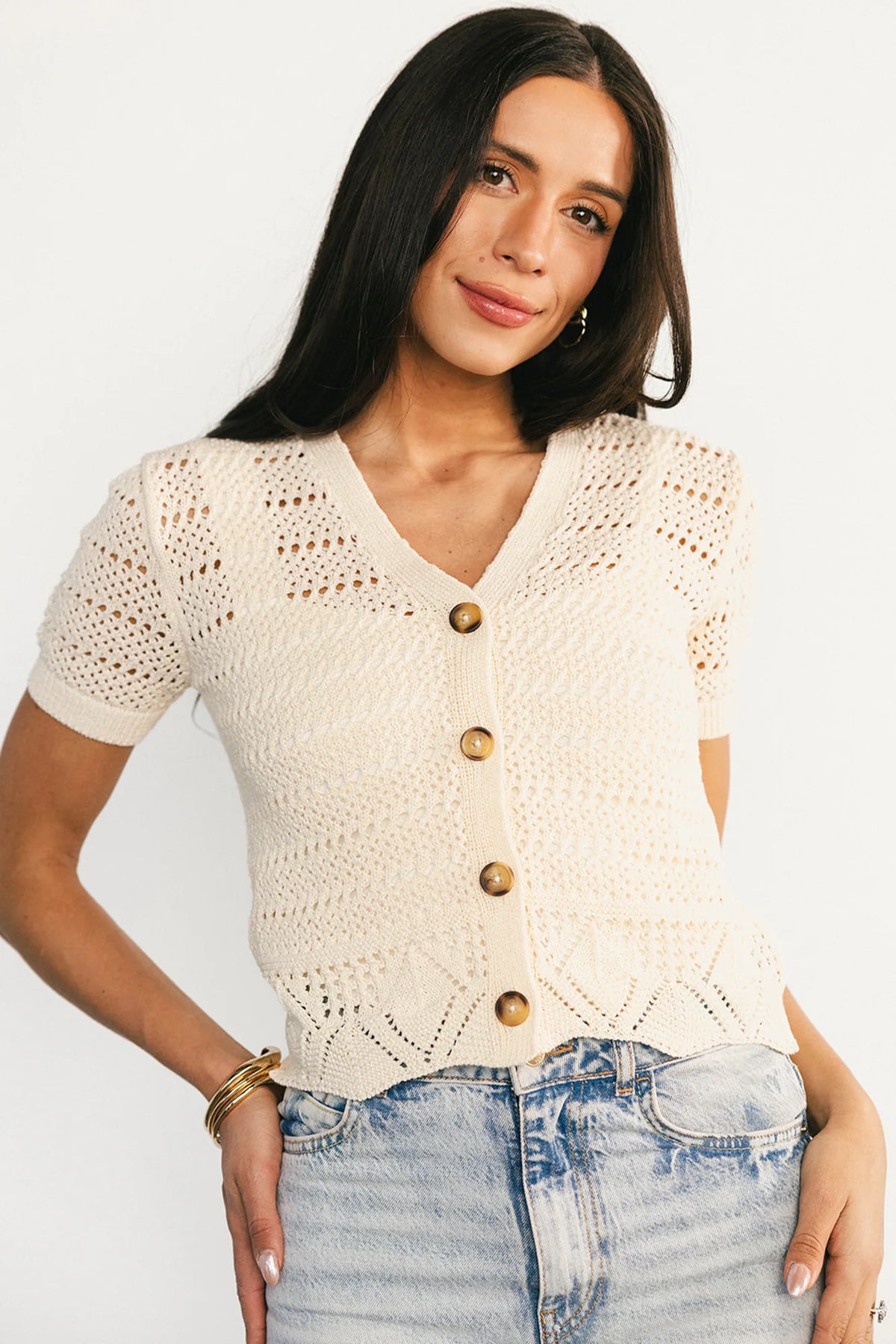 Candela Crochet Cardigan | Ecru Main image