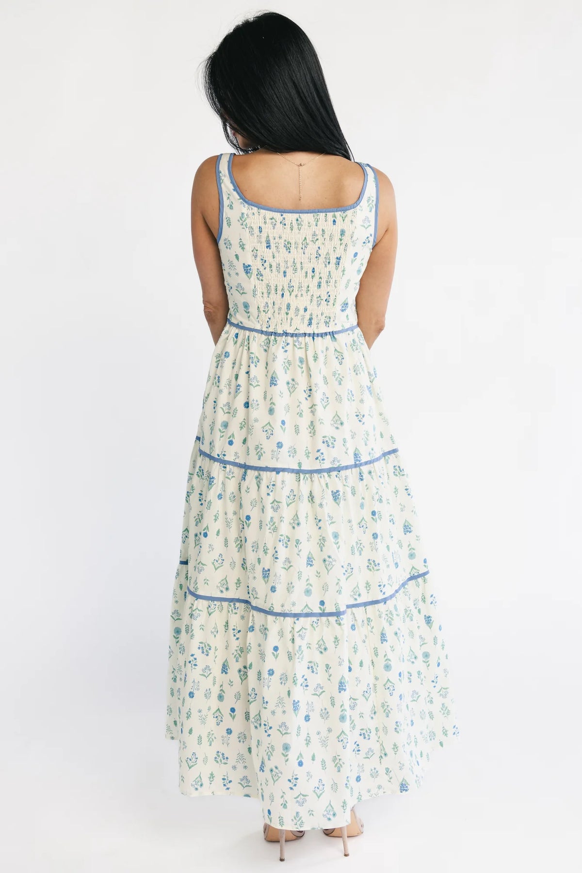 Elowen Tank Maxi Dress | Cream + Blue Floral