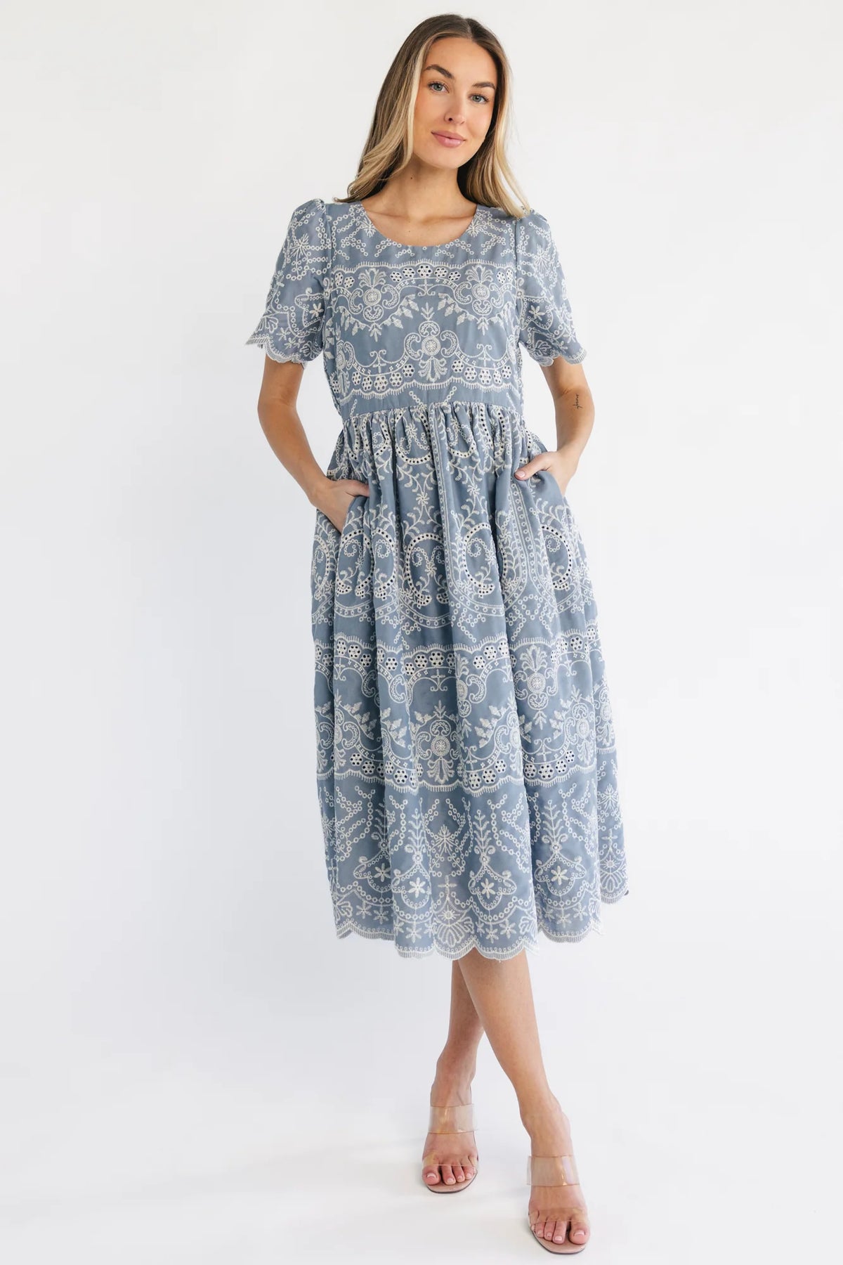Margot Eyelet Midi Dress | Slate Main image