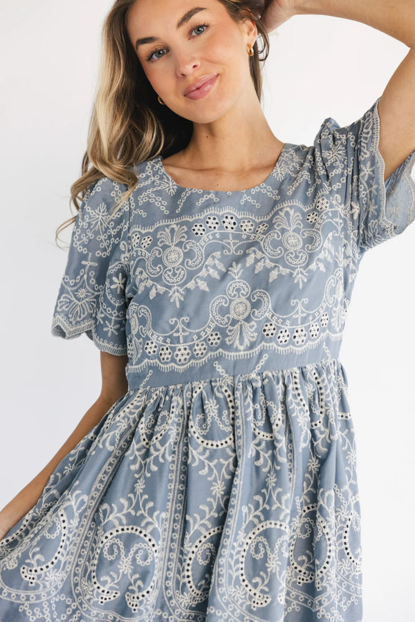Margot Eyelet Midi Dress | Slate