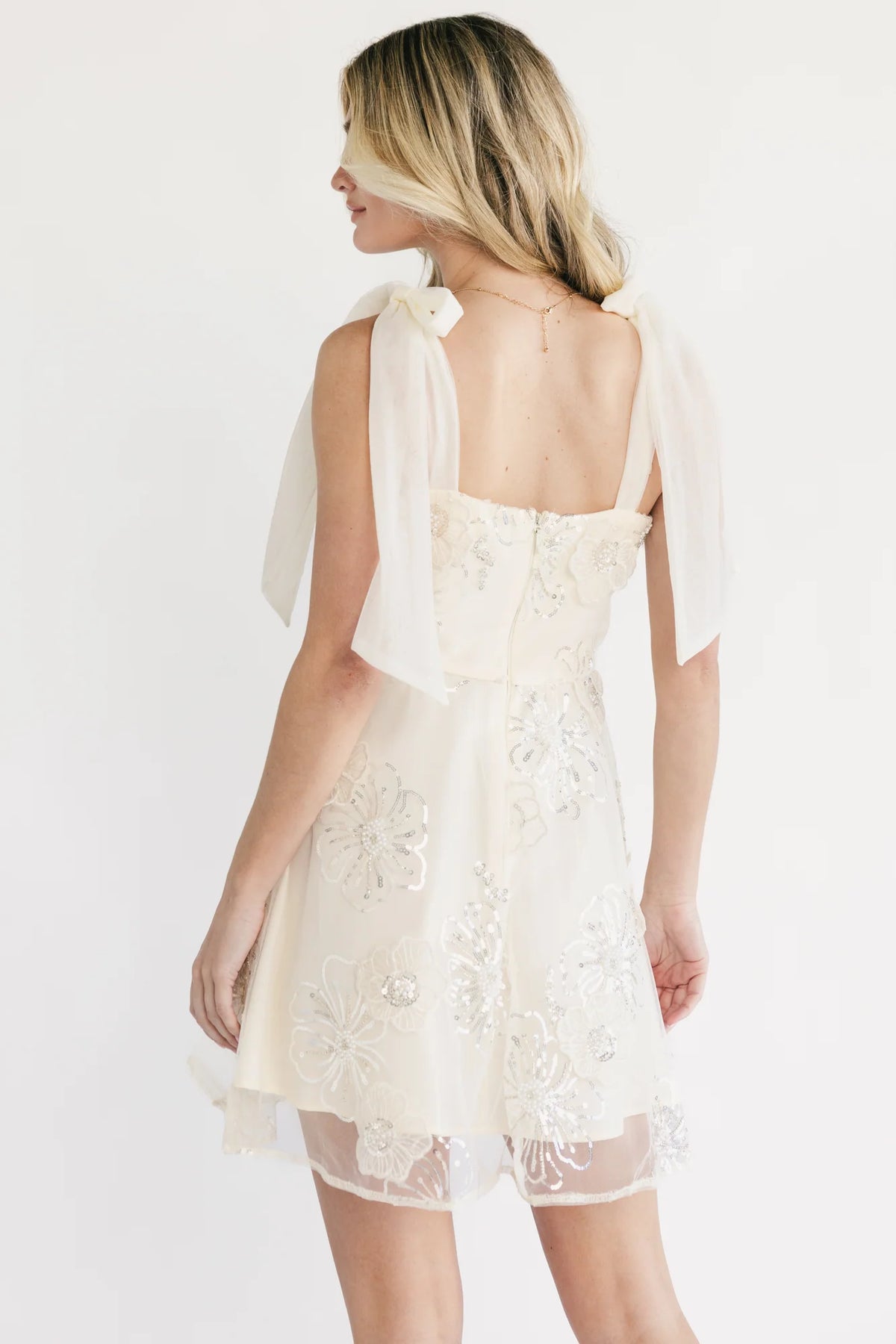 Antonella Sequin Short Dress | Cream