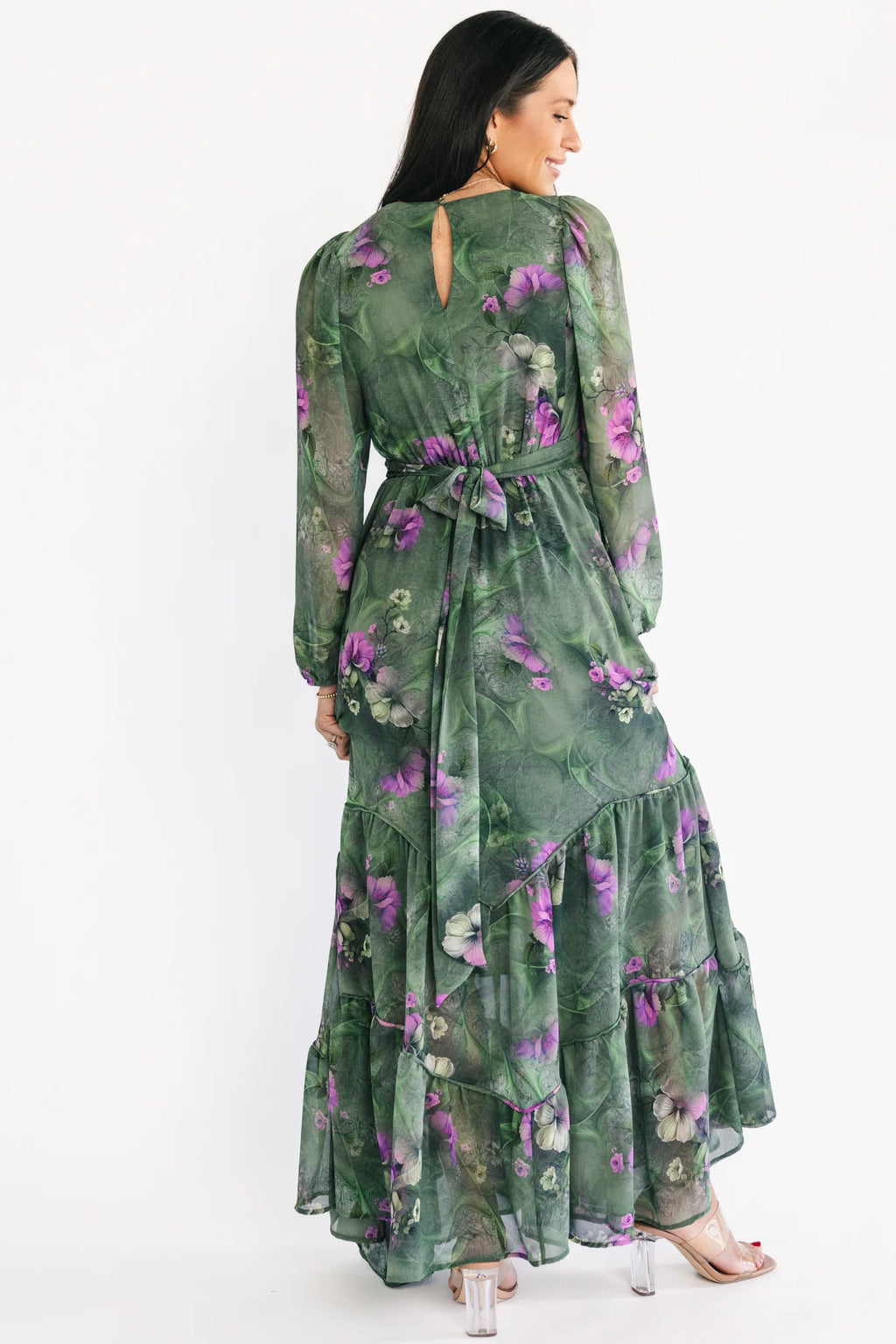 Johanna Maxi Dress | Deep Moss + Purple Floral