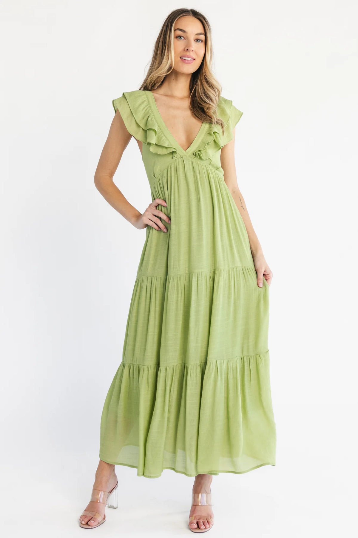 Mika Ruffle Maxi Dress | Green Main image