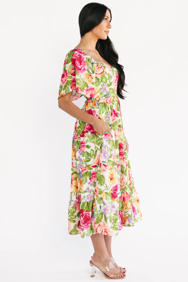 Paislee Midi Dress | Multi Floral